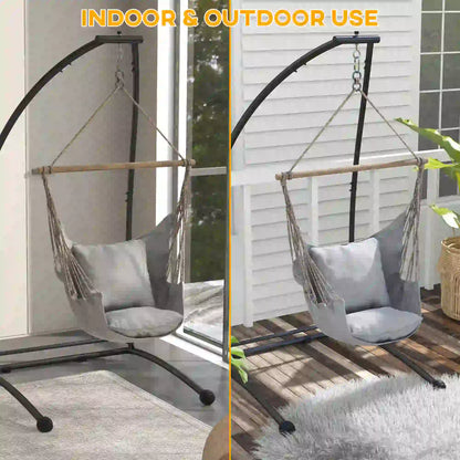 Hanging Hammock Chair Stand, C Shape Heavy Duty Metal Frame, Black Hammock Stands at Gallery Canada
