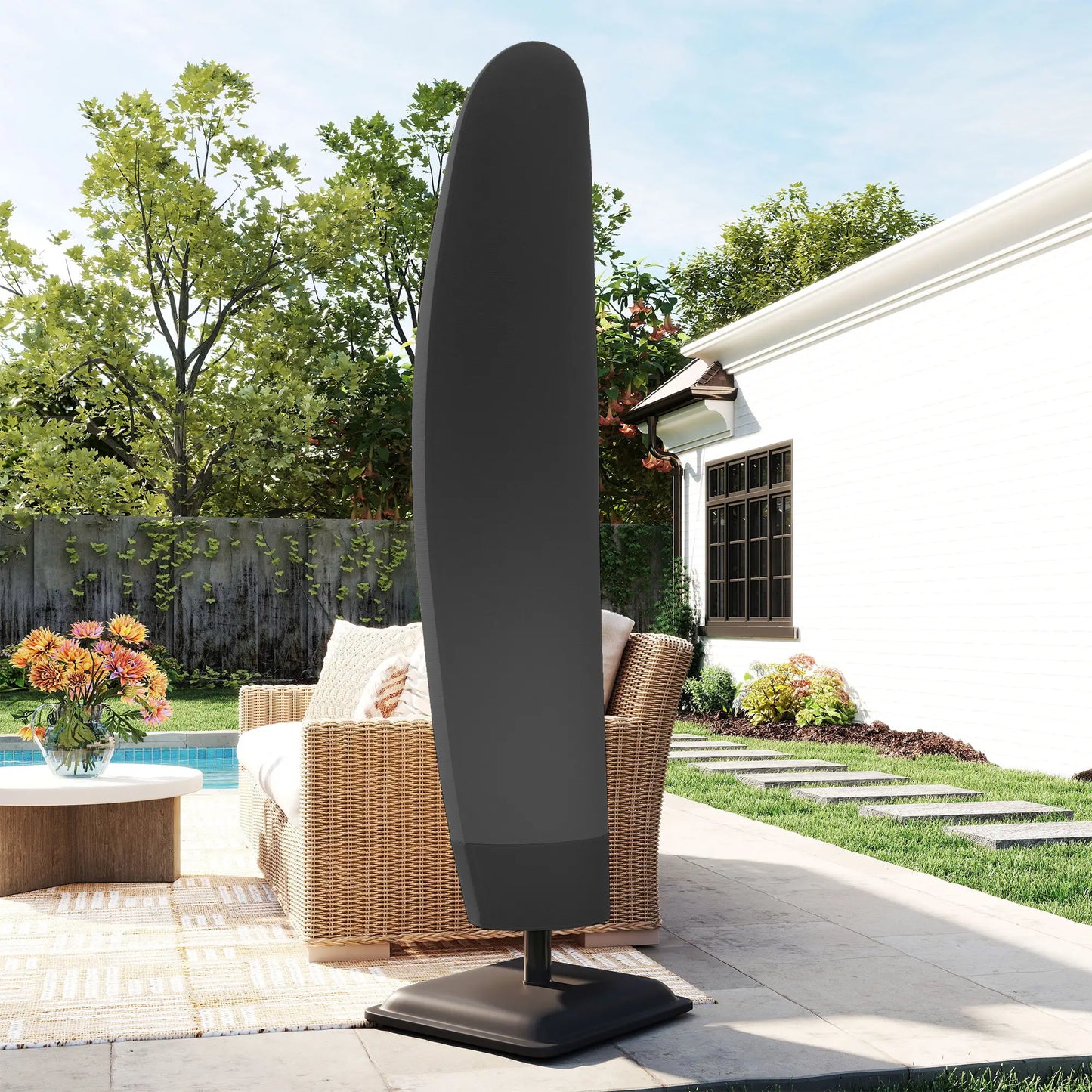 87-Inch Patio Umbrella Cover, 10ft to 13ft, Black Umbrella Covers at Gallery Canada