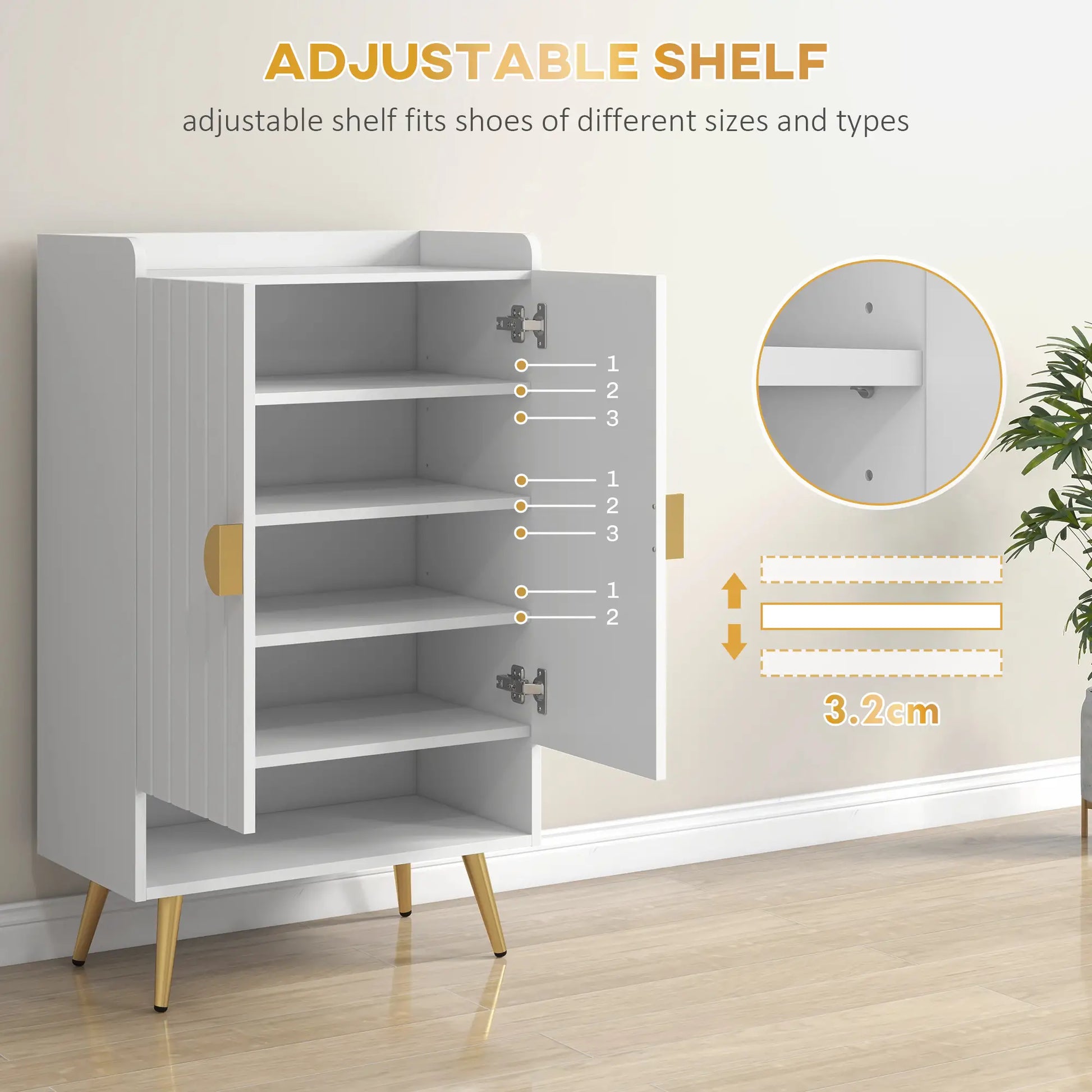 Narrow Shoe Storage Cabinet, Adjustable Shelves for 15 Pairs, White Shoe Storage Cabinets & Racks at Gallery Canada