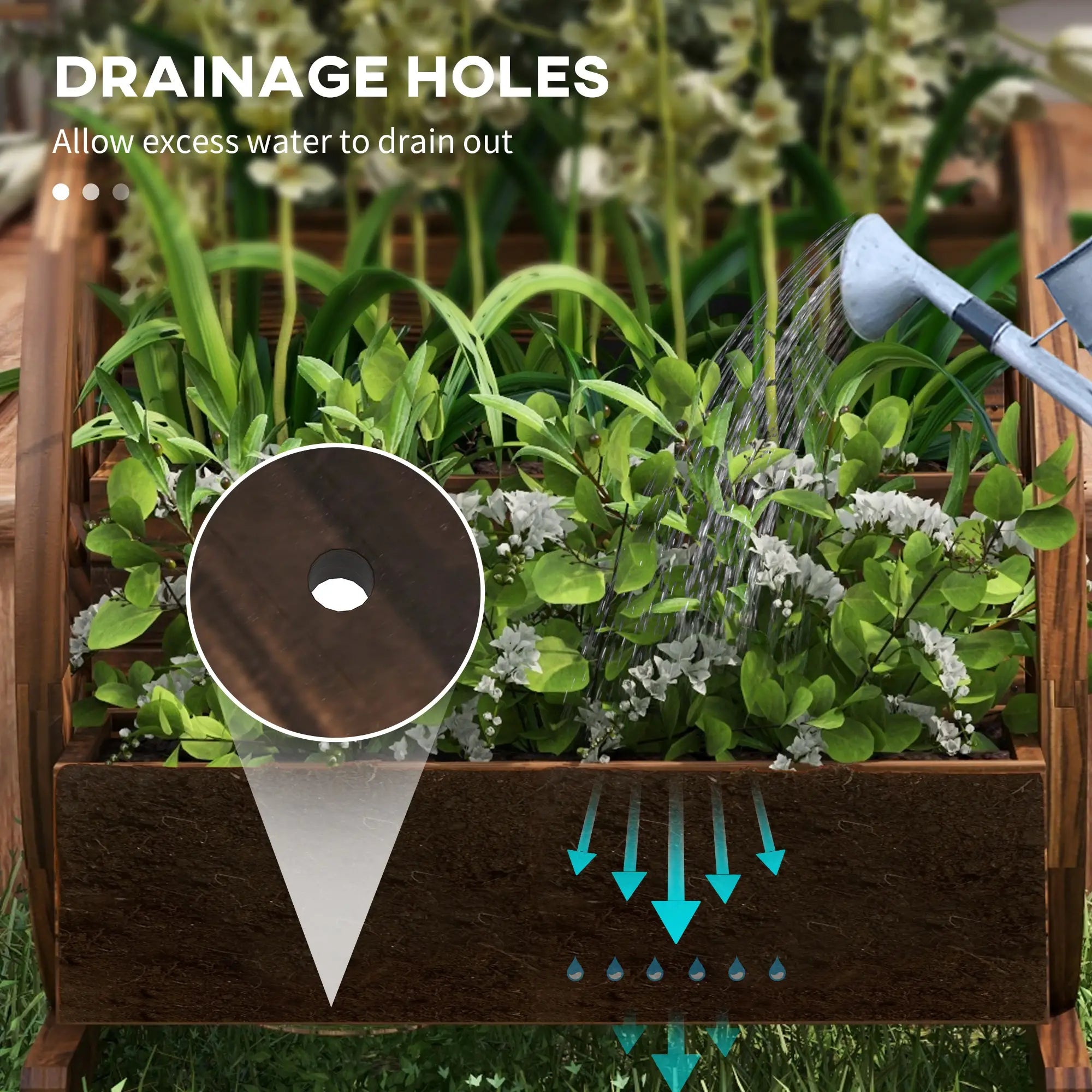 2-Tier Raised Garden Bed, Wooden Wagon Planter Box, Carbonized Wooden Planter Boxes at Gallery Canada