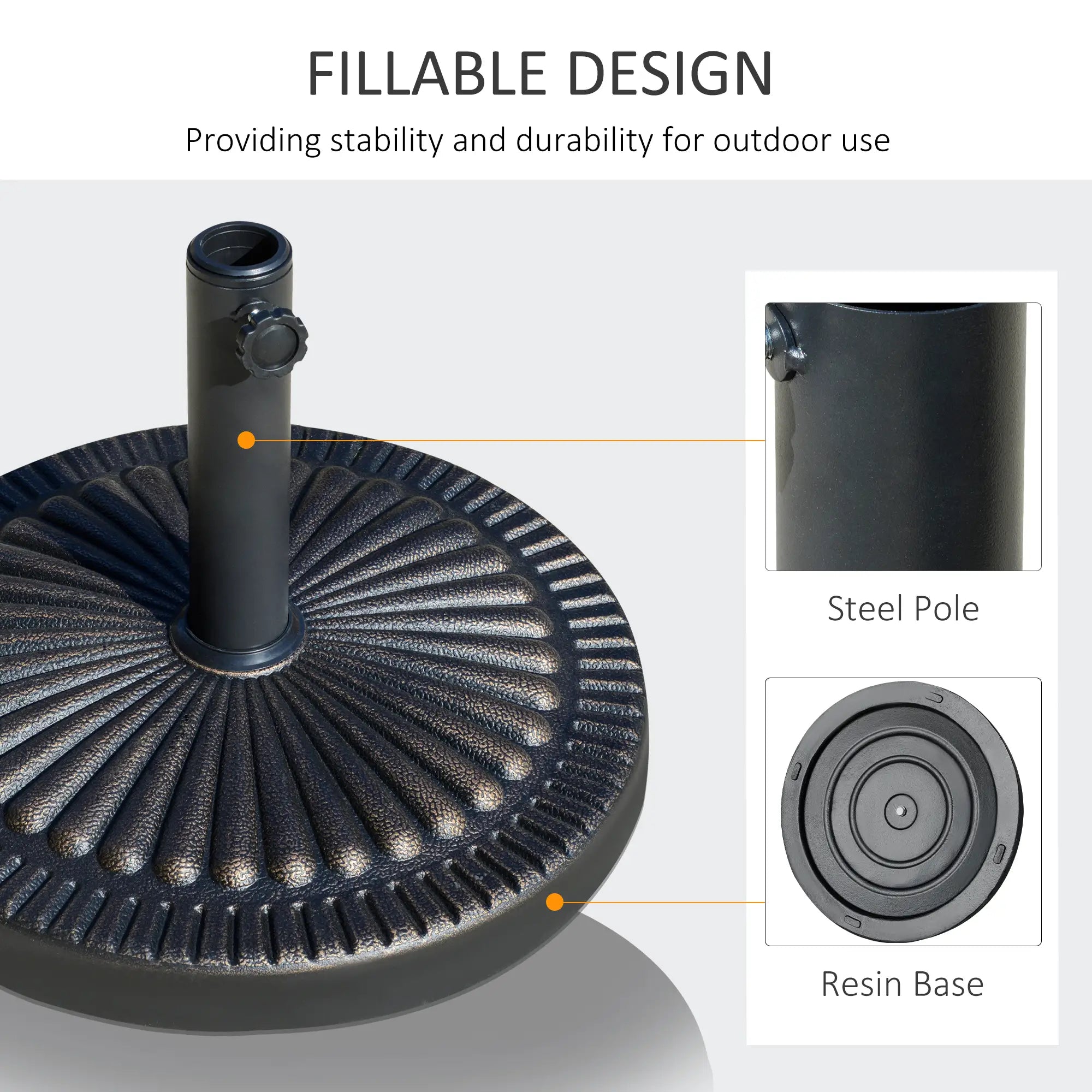 Round Umbrella Base, 31.5 Lbs Resin Stand, Φ19.1, Bronze Umbrella Bases at Gallery Canada