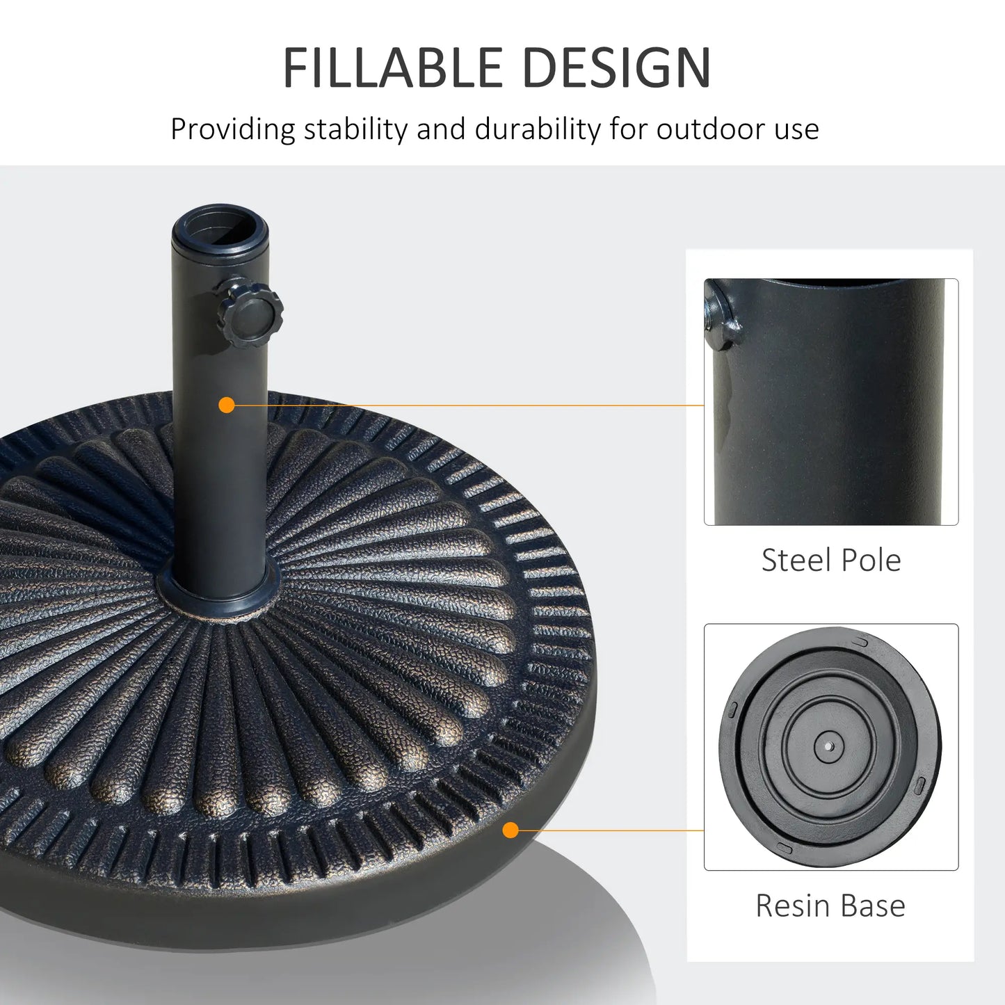 Round Umbrella Base, 31.5 Lbs Resin Stand, Φ19.1, Bronze Umbrella Bases at Gallery Canada