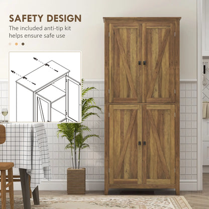 72" Freestanding Storage Cabinet, Kitchen Pantry with Doors, Shelves, Brown Kitchen Pantry Cabinets at Gallery Canada