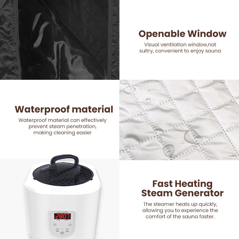 Portable Personal Full Body 60 Min Rapid Steam Sauna | Pentagonal | Grey | Powerful 1600 Watts | 3.6L Stronger Steamer | 90X90X190cm Saunas at Gallery Canada