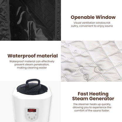 Portable Personal Full Body 60 Min Rapid Steam Sauna | Pentagonal | Grey | Powerful 1600 Watts | 3.6L Stronger Steamer | 90X90X190cm Saunas at Gallery Canada