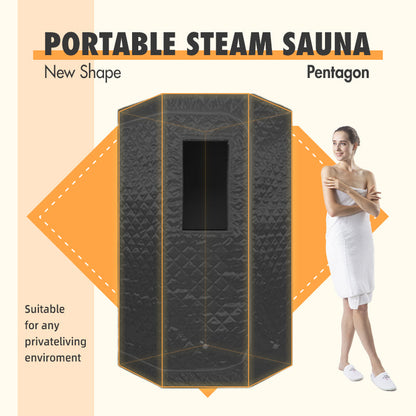 Portable Personal Full Body 60 Min Rapid Steam Sauna | Pentagonal | Grey | Powerful 1600 Watts | 3.6L Stronger Steamer | 90X90X190cm Saunas at Gallery Canada
