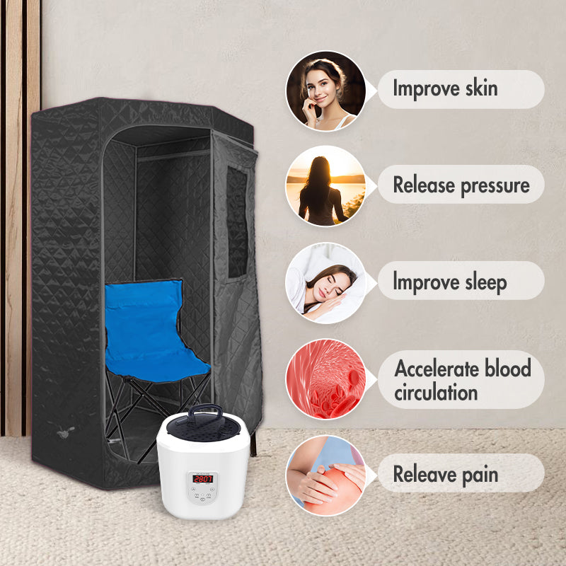 Portable Personal Full Body 60 Min Rapid Steam Sauna | Pentagonal | Grey | Powerful 1600 Watts | 3.6L Stronger Steamer | 90X90X190cm Saunas at Gallery Canada