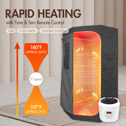 Portable Personal Full Body 60 Min Rapid Steam Sauna | Pentagonal | Grey | Powerful 1600 Watts | 3.6L Stronger Steamer | 90X90X190cm Saunas at Gallery Canada