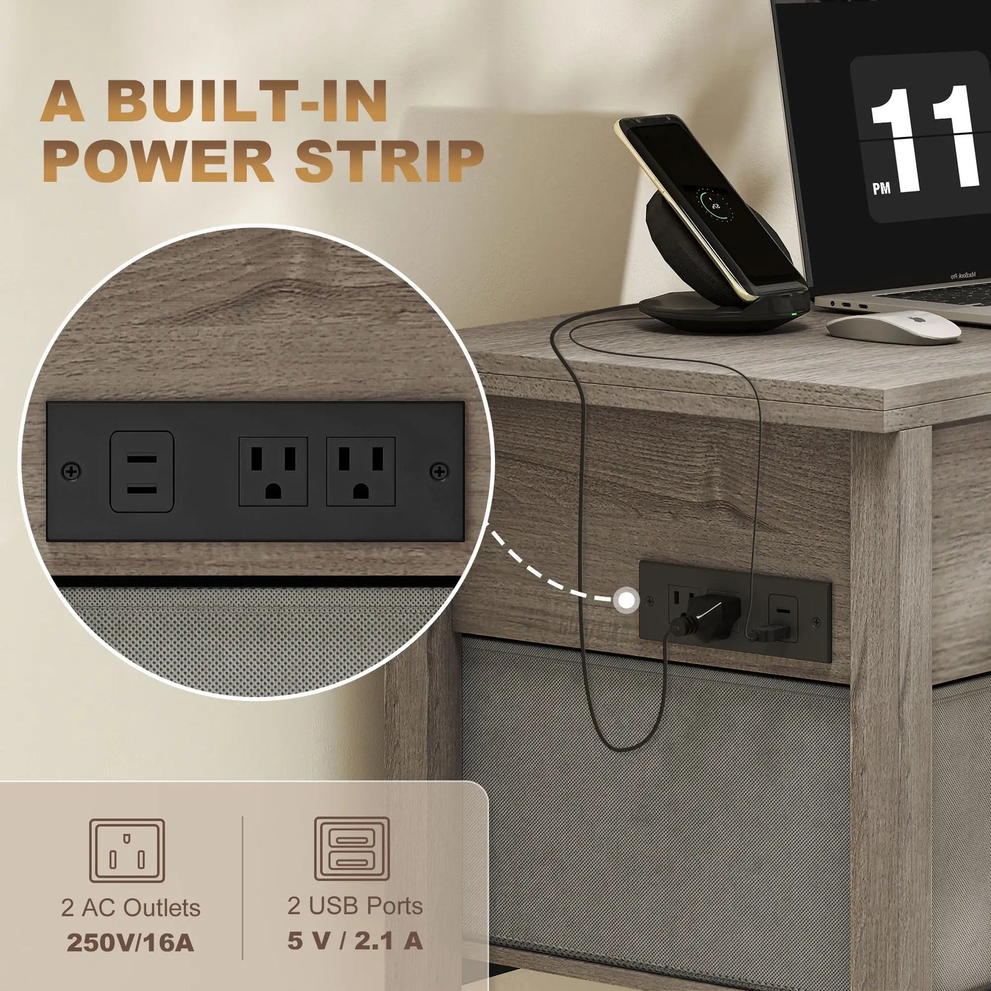 Lift Top Coffee Table, 3 Hidden Compartments, 2 Fabric Drawers, Expandable Top, Charging Station Coffee Tables at Gallery Canada