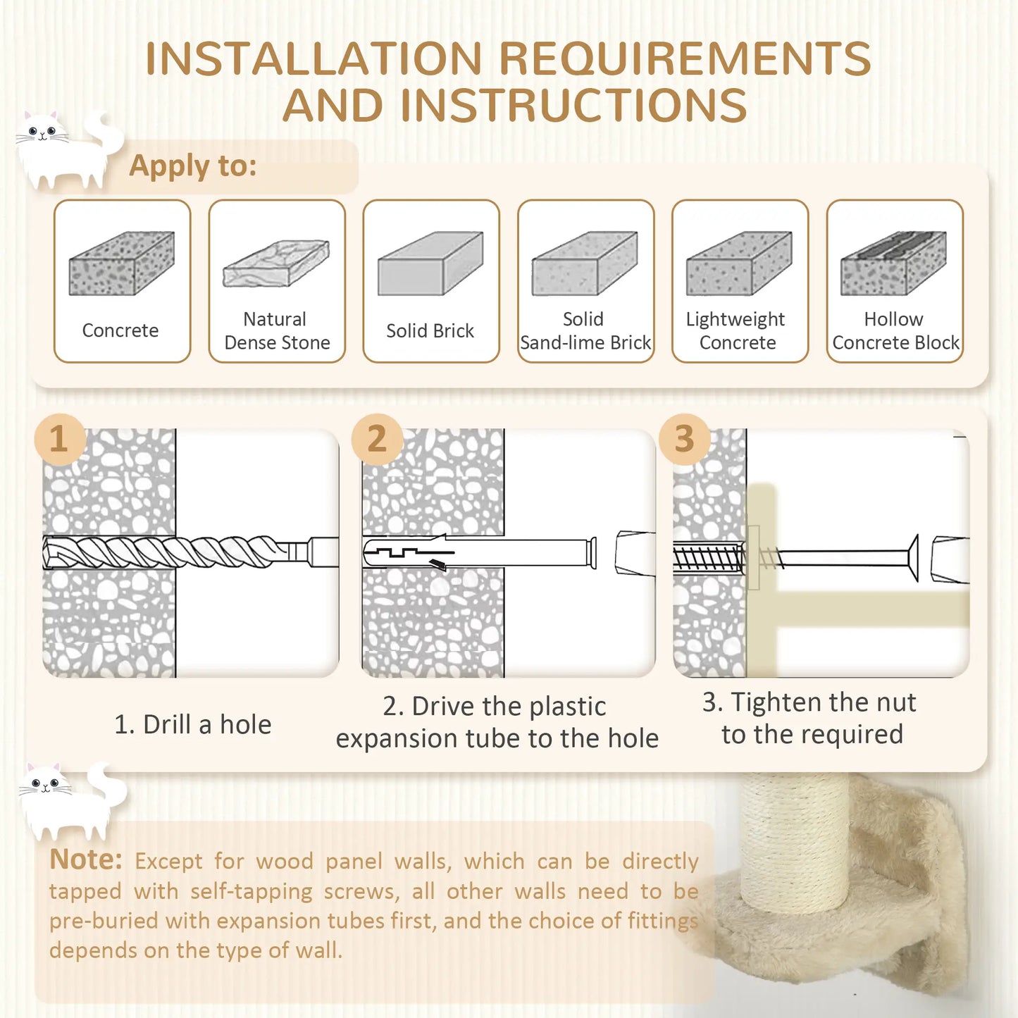 3 Pcs Cat Wall Climber, Scratching Post, Ladder, Perches, Beige Cat Climbing Wall at Gallery Canada