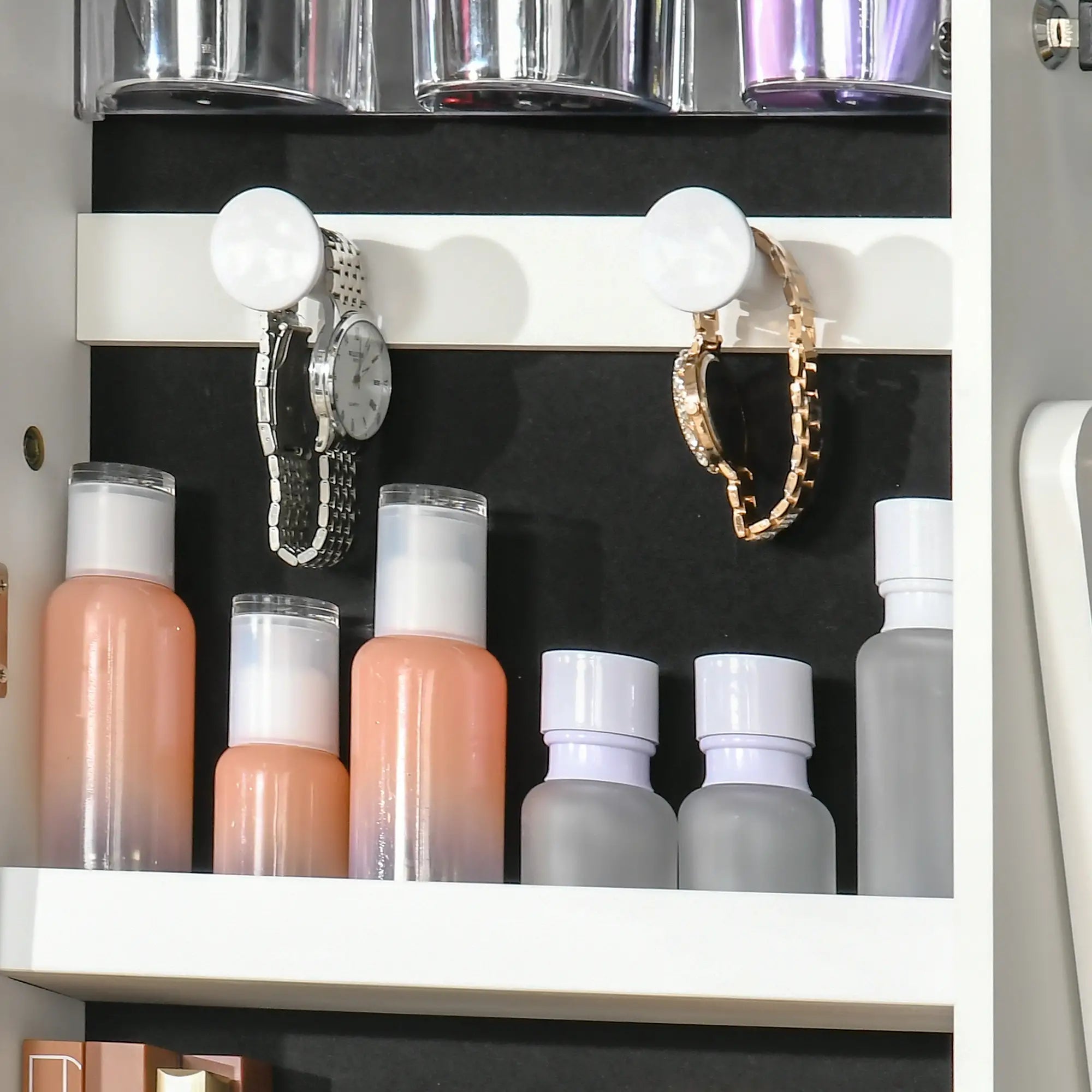 Lockable Jewelry Armoire with LED Light, Standing Mirror, White Jewelry Armoire & Jewellery Mirror Cabinets at Gallery Canada