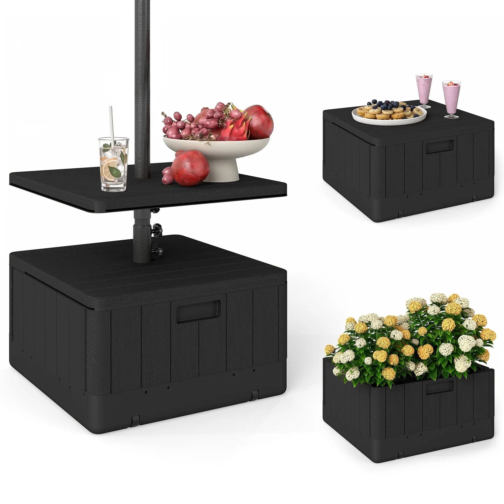 Heavy Duty Umbrella Base with Wheels, Table Tray, 176lbs, Black Umbrella Bases at Gallery Canada