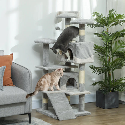 53 Cat Tree Scratching Post, Multi-Level Play House, Grey Cat Trees at Gallery Canada