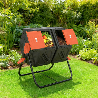 Rotating Composter, Dual Chamber Bin, 34.5 Gallon, Orange Outdoor Compost Bin at Gallery Canada