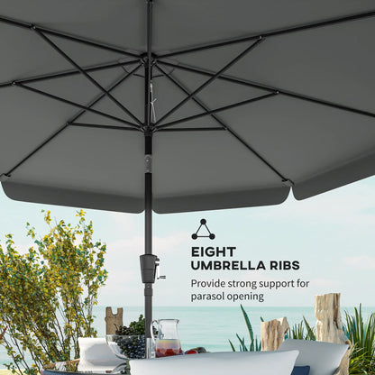 10 ft Outdoor Patio Umbrella, Push Button Tilt, Crank, Dark Grey Sun Umbrellas at Gallery Canada
