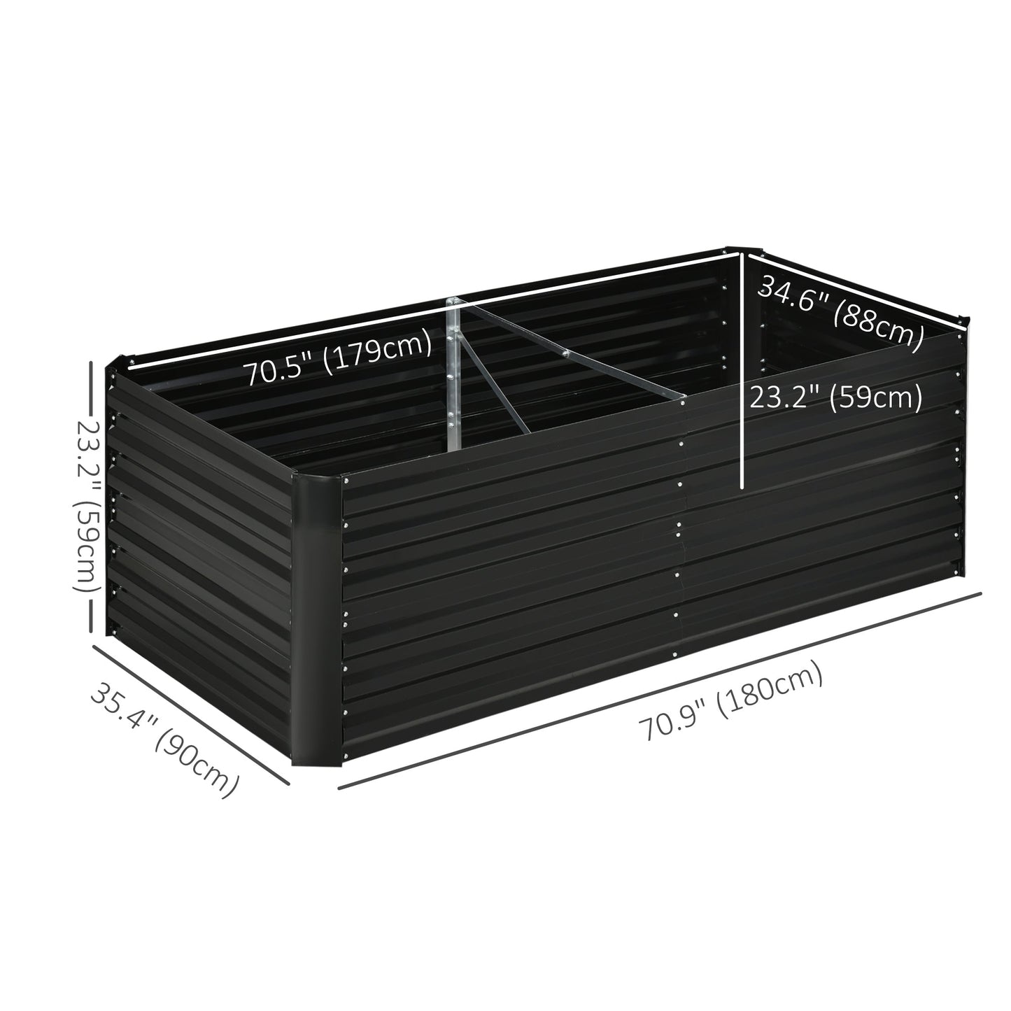 Galvanized Raised Garden Bed, Steel Outdoor Planters with Reinforced Rods, 71" x 35" x 23", Black at Gallery Canada