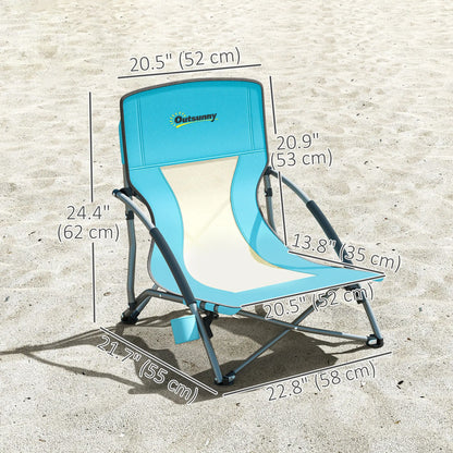 Folding Beach Chairs, Mesh Back, Carry Bag, Cup Holder, 22.8" x 21.7" x 24.4" Picnic Tables & Camping Chairs at Gallery Canada