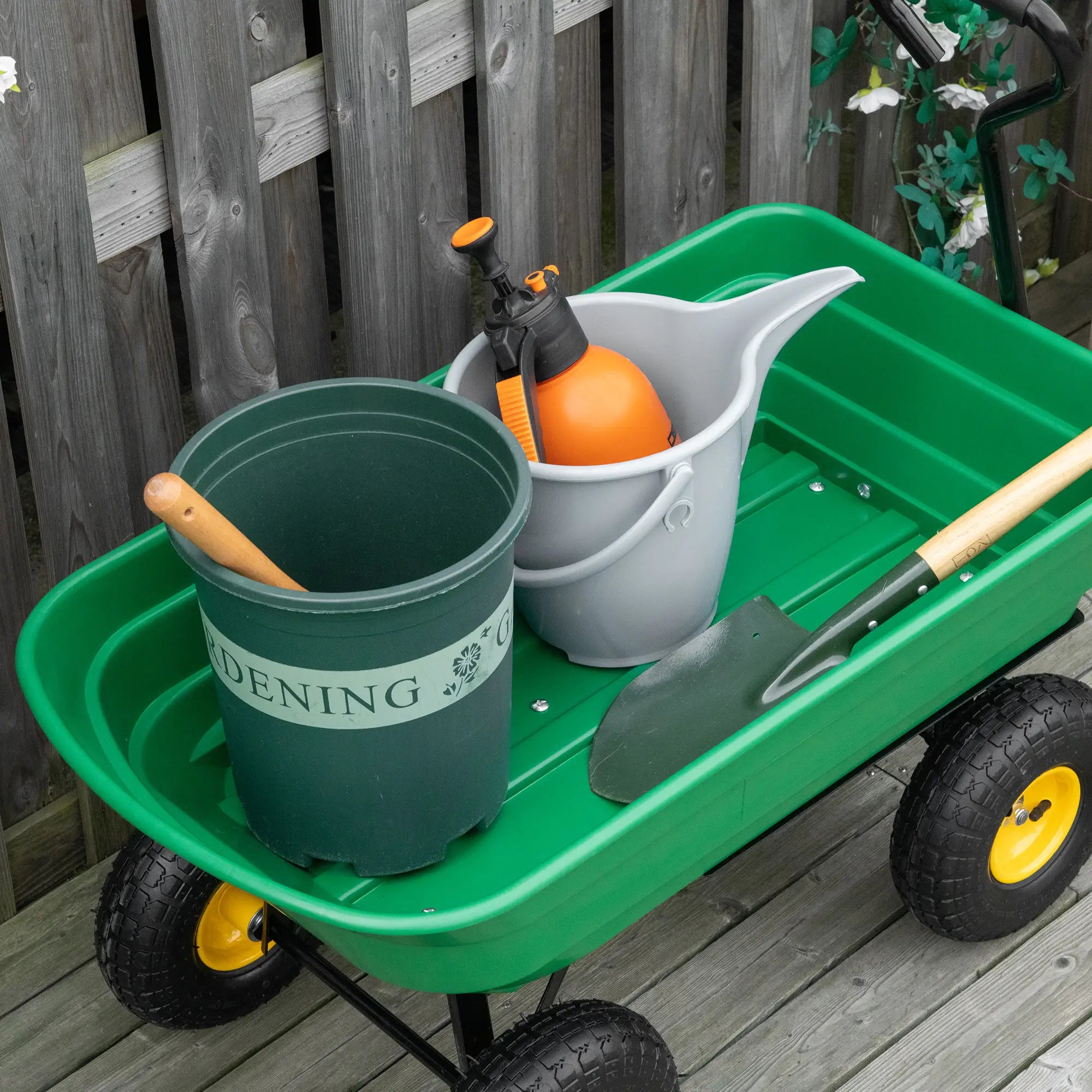 Heavy Duty Garden Dump Cart, 440lbs, Steel Frame, 10'' Pneumatic Tires, Green Folding Garden Carts at Gallery Canada