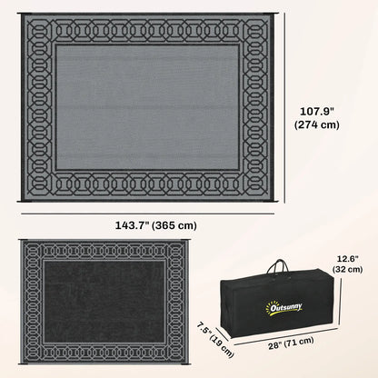 Portable Outdoor Rug, 9' x 12', Waterproof, Reversible, Black and Grey Outdoor Reversible Rugs at Gallery Canada