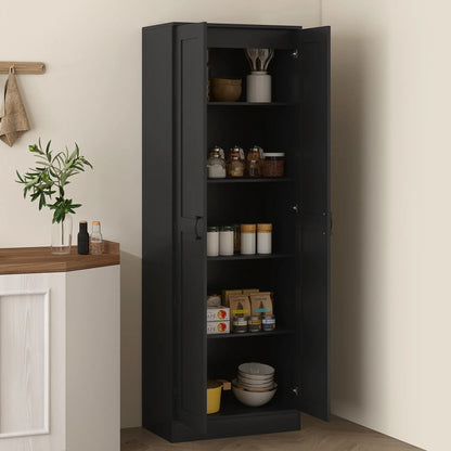 69" Tall Pantry Cabinet, Adjustable Shelves, Soft Close Doors, Black Kitchen Pantry Cabinets at Gallery Canada