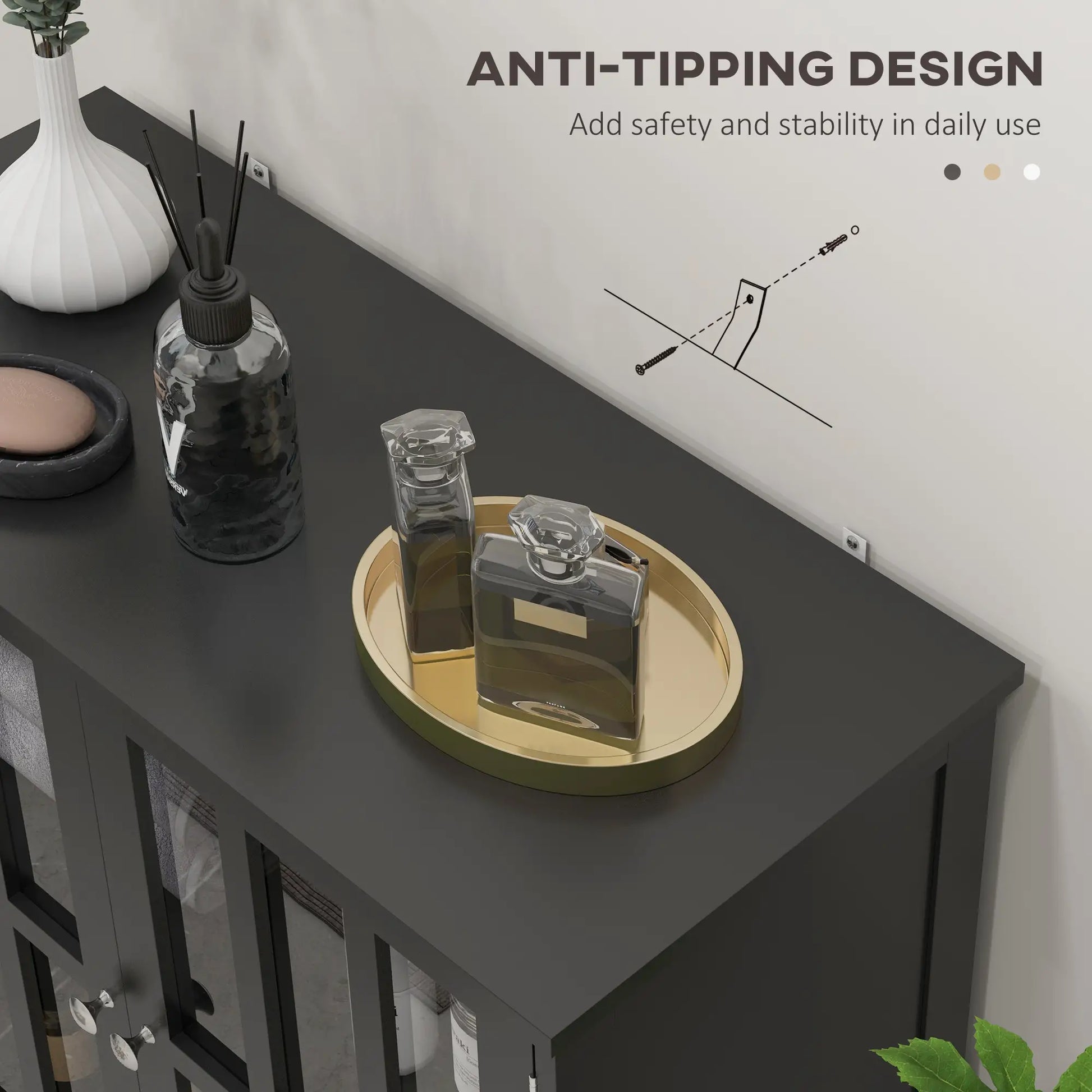 Modern Kitchen Buffet Cabinet, 2 Doors, Dining Room Sideboard, Black Bar Cabinets at Gallery Canada