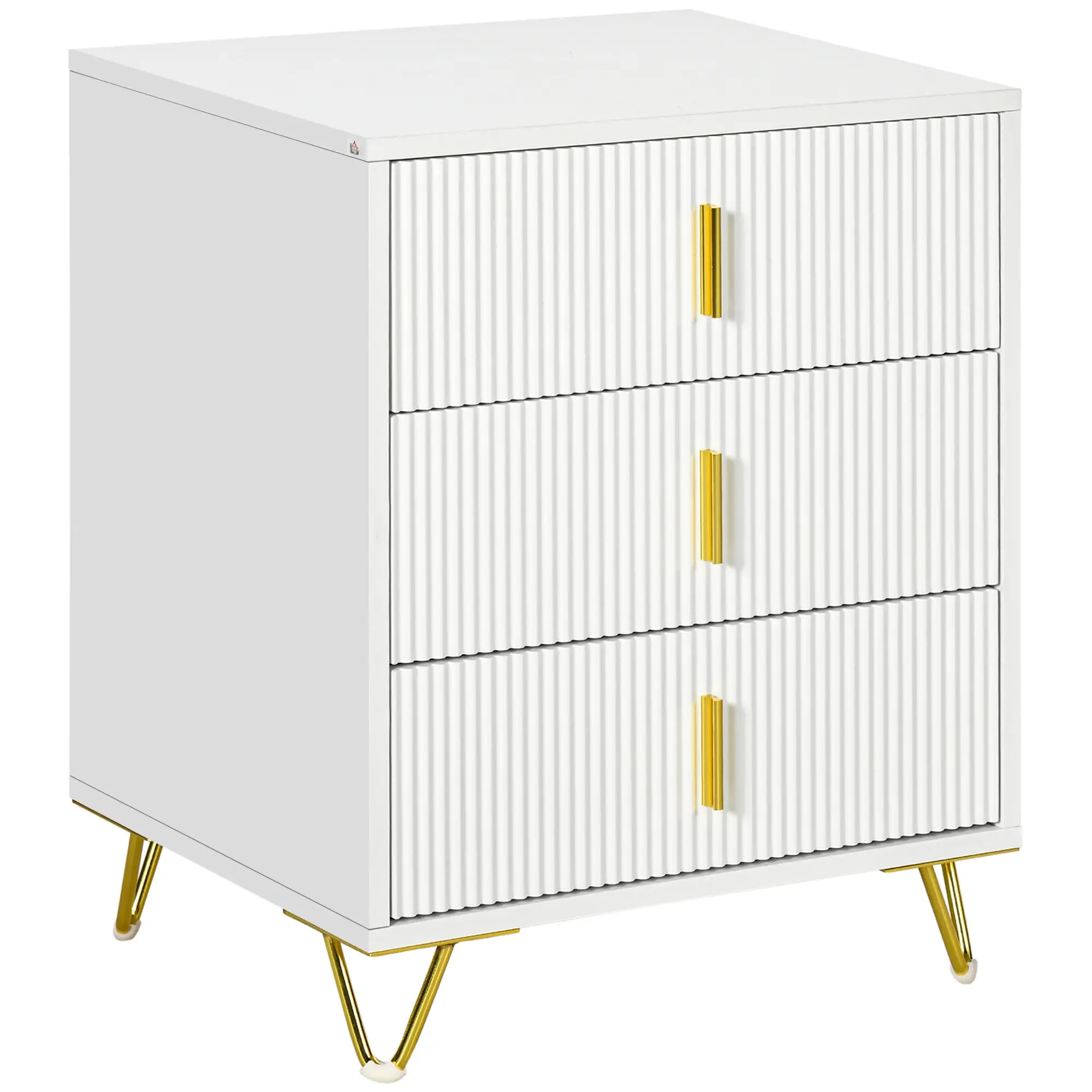 3-Drawer Storage Cabinet, Metal Legs, 19.7