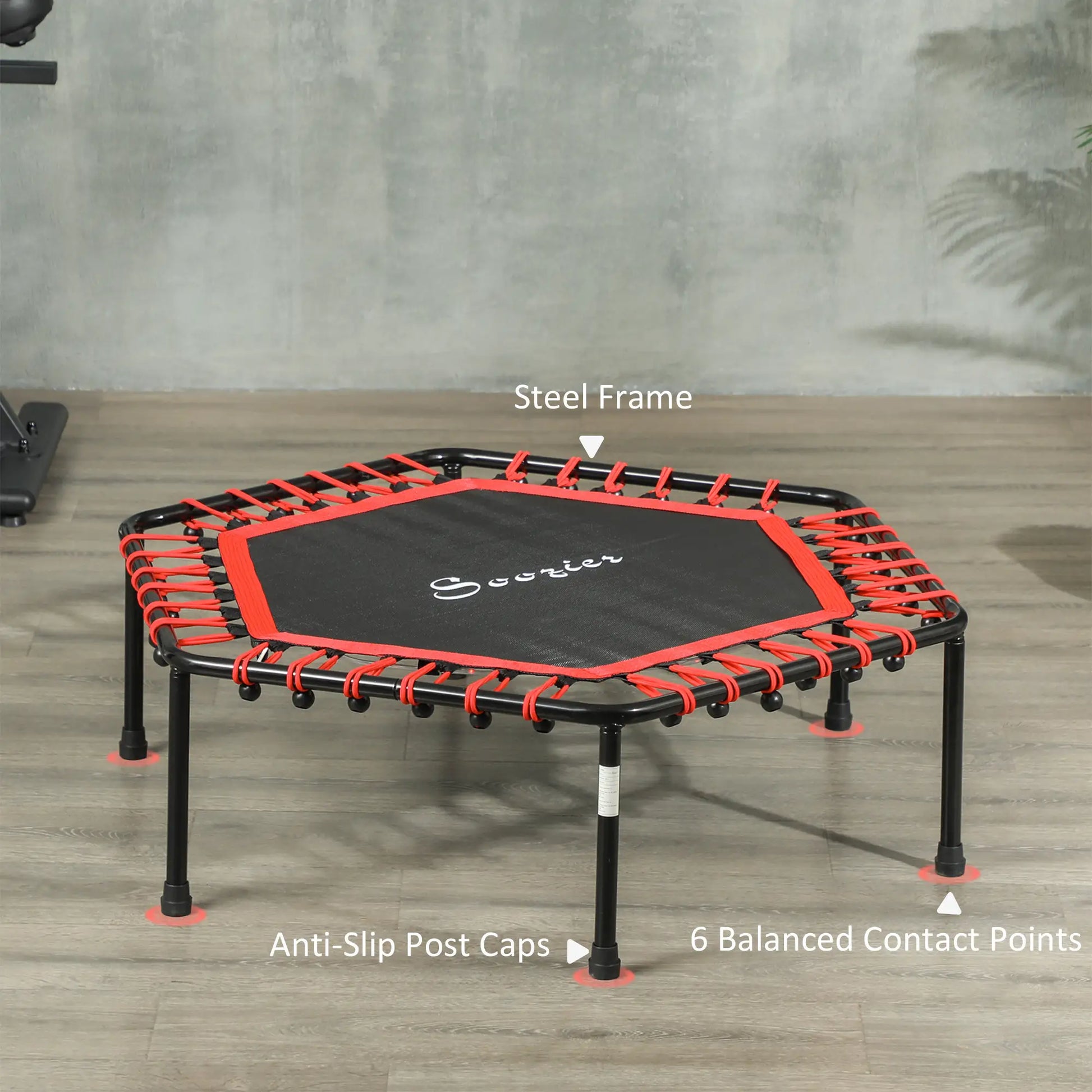 45" Rebounder Trampoline, Quiet Bungee with LED Lights, Red Trampolines at Gallery Canada