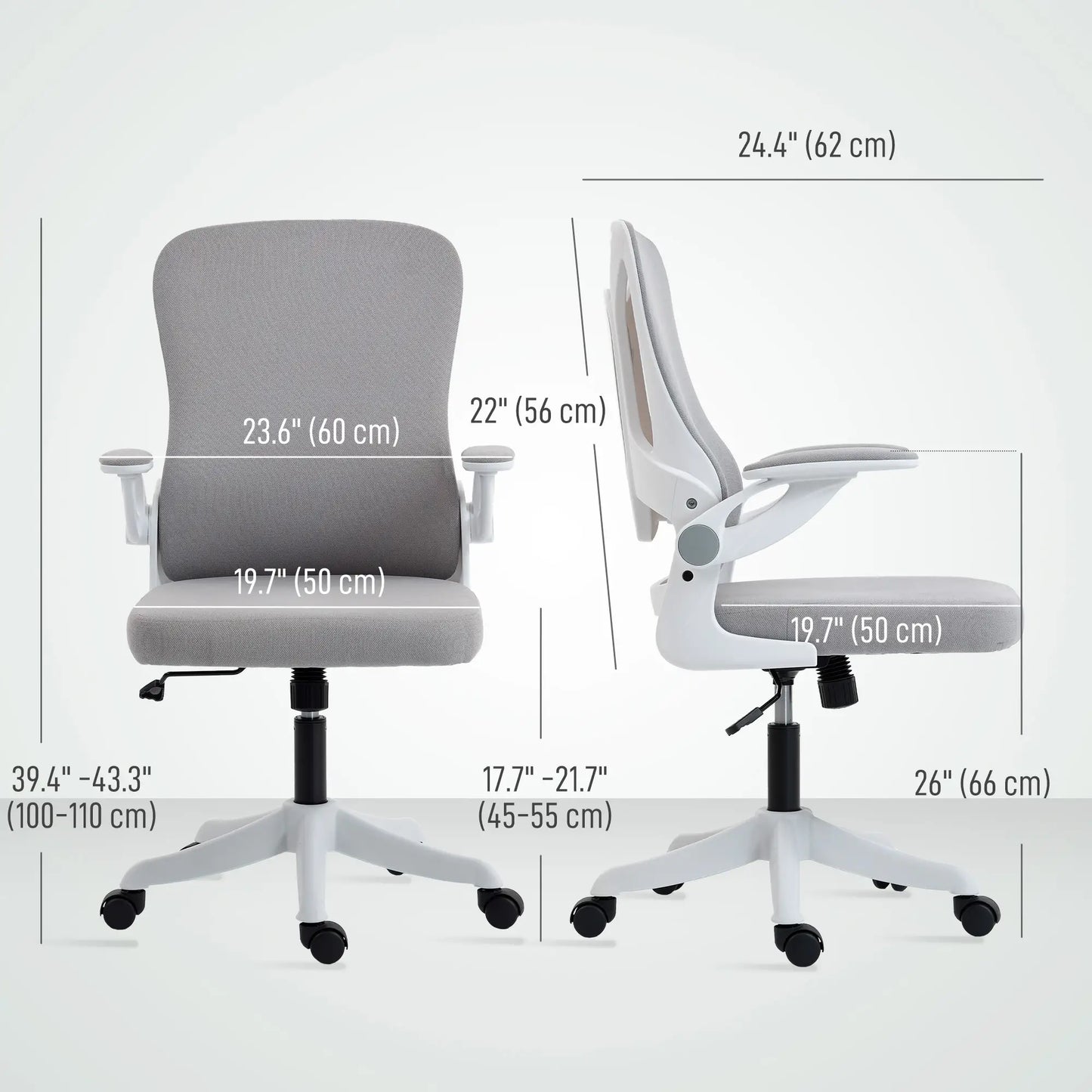 Ergonomic Swivel Office Chair, Adjustable Lumbar Support, Grey Task Chairs at Gallery Canada