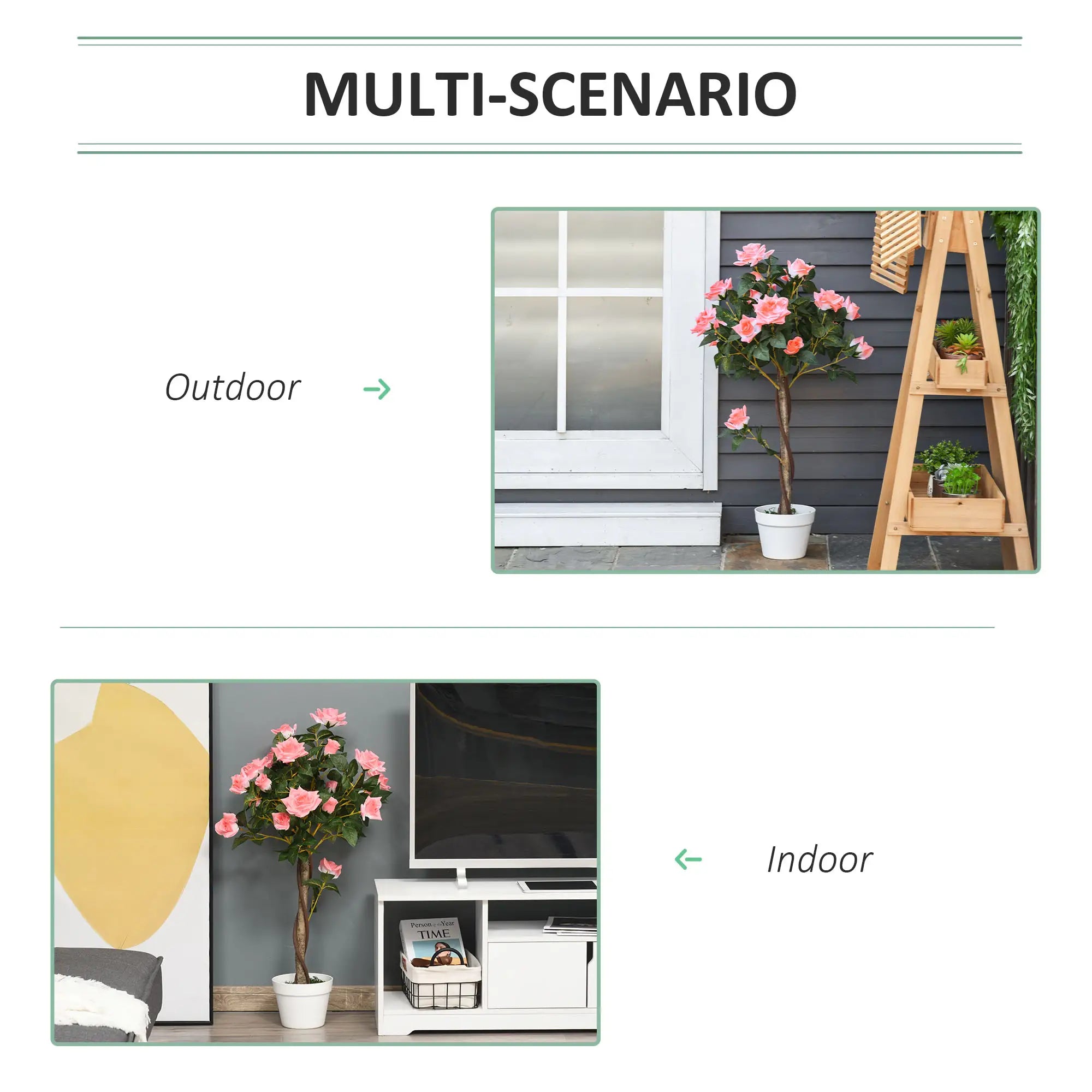 3FT Pink Rose Artificial Plant in Pot, Fake Plant for Home Decor, Pink Artificial Trees at Gallery Canada