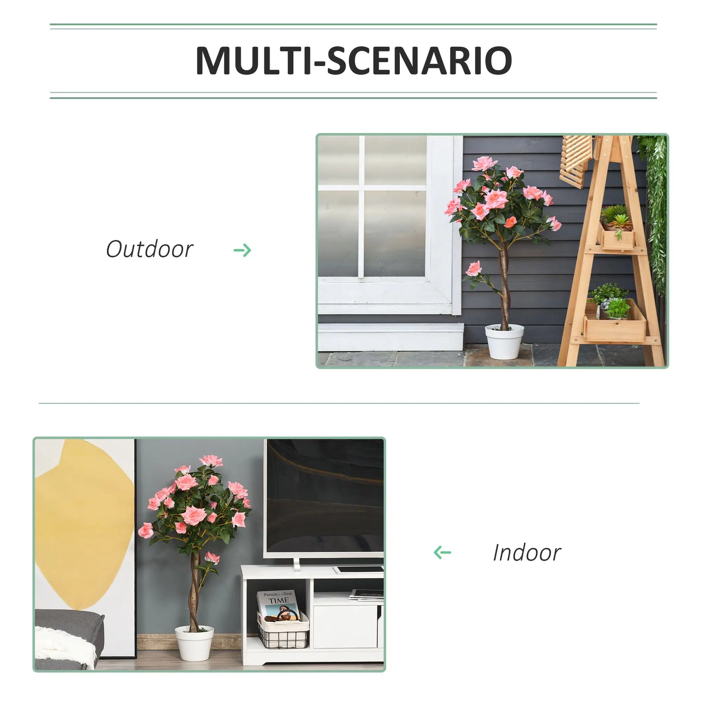 3FT Pink Rose Artificial Plant in Pot, Fake Plant for Home Decor, Pink Artificial Trees at Gallery Canada