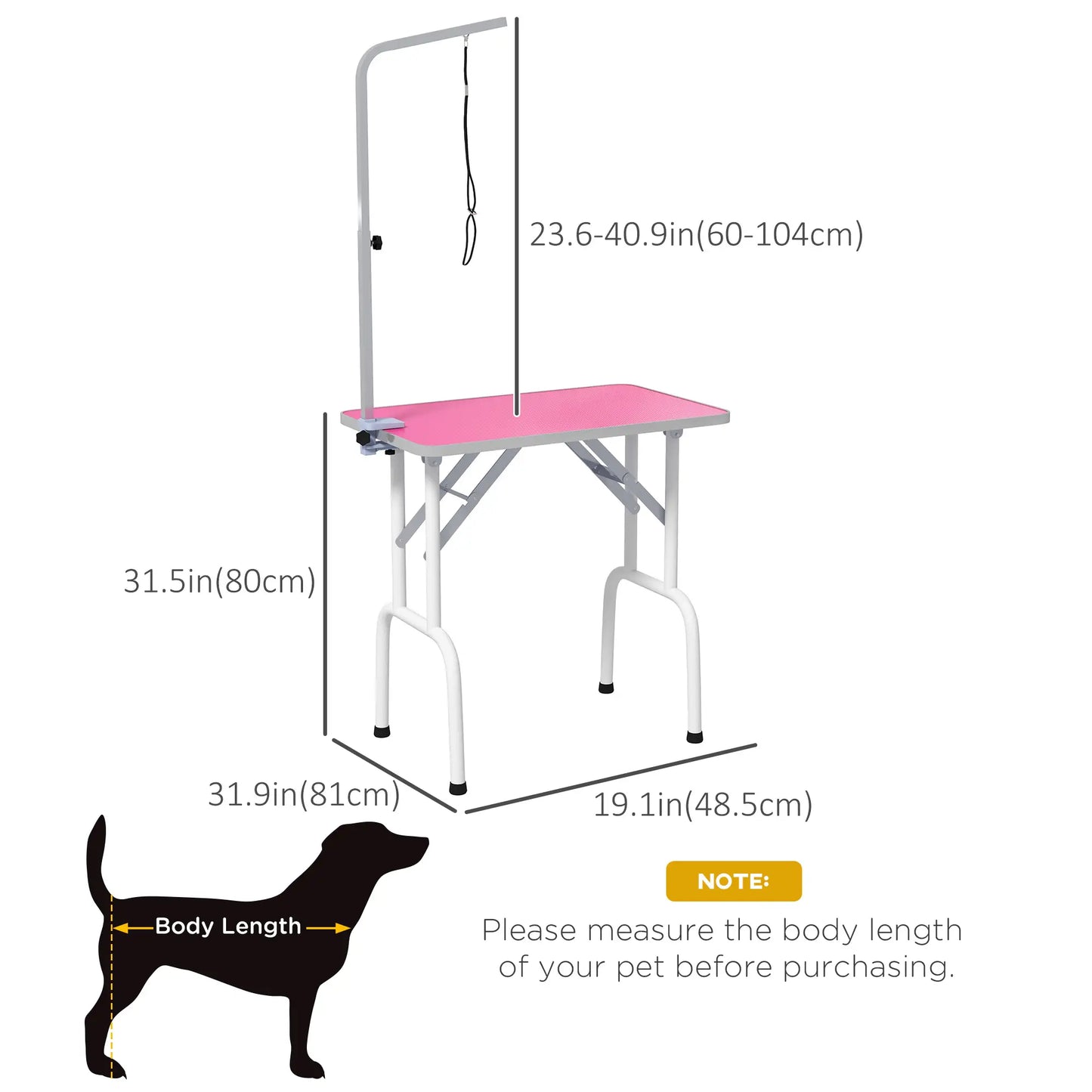 Foldable Pet Grooming Table, Adjustable Arm, Non-Slip Surface, Pink Dog Grooming Tables at Gallery Canada