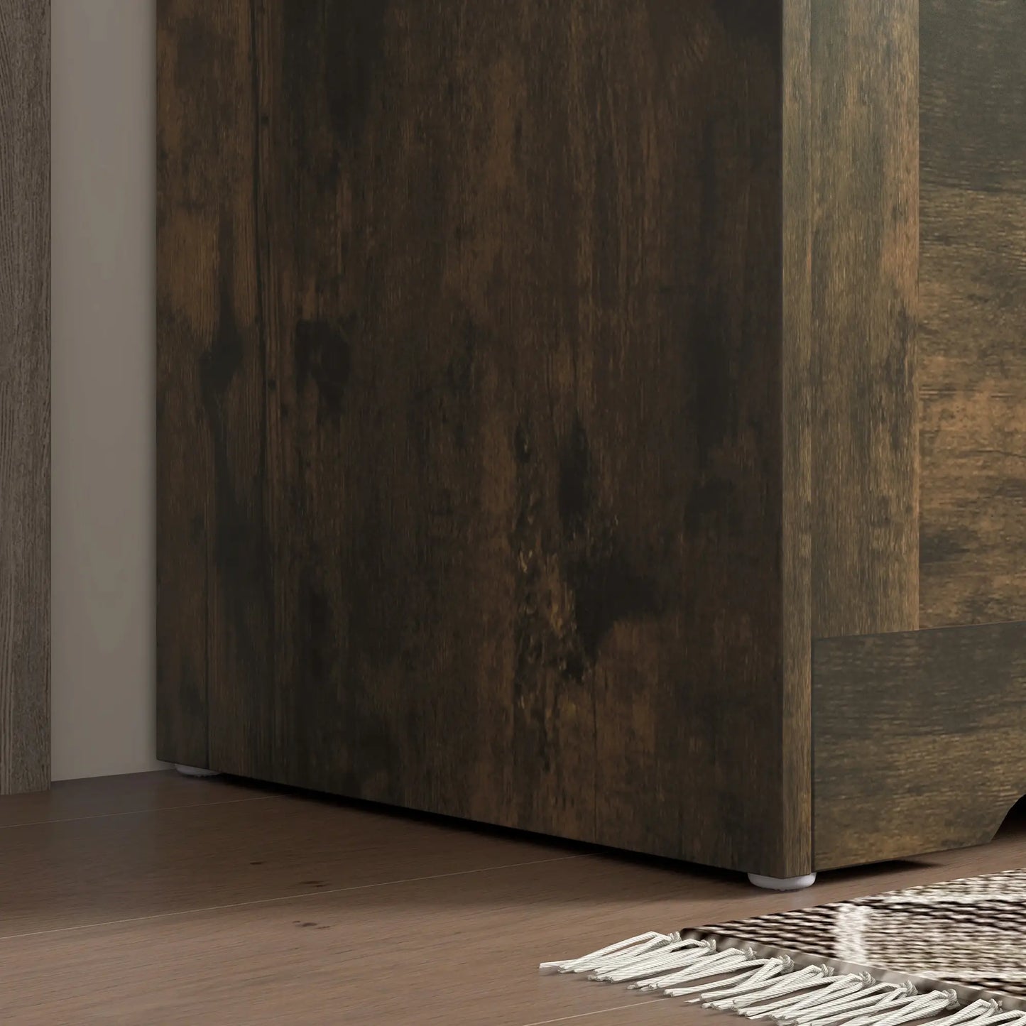 31.5 Inches Wooden Storage Chest, 2 Safety Hinges, Brown Wood Grain Storage Cabinets at Gallery Canada