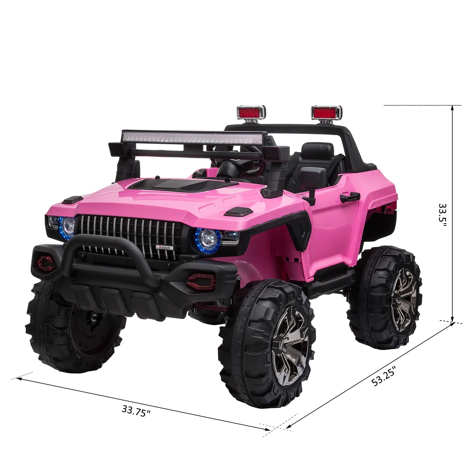 2-Seater Kids Police Car, 12V 7AH Remote Control, Pink Electric Toy Cars at Gallery Canada
