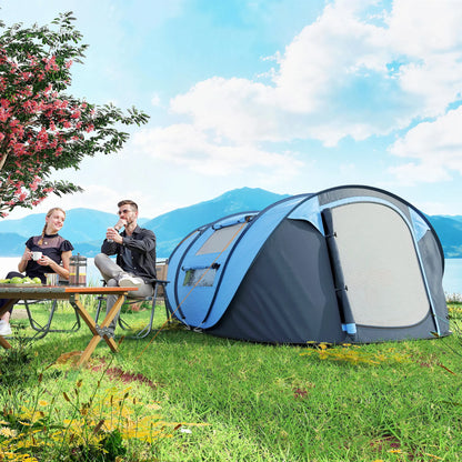 4 Person Pop Up Tent, Automatic Setup, With Doors, Windows, Carry Bag, Blue Camping Tents at Gallery Canada