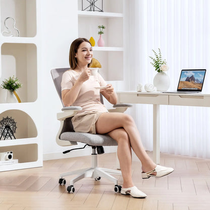 Ergonomic Office Chair, Adjustable Lumbar Support, Flip-Up Armrests, Grey Task Chairs at Gallery Canada