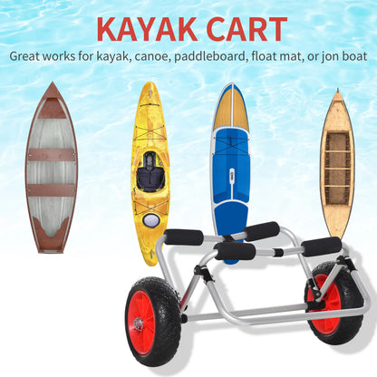 198LBS Kayak Cart, Foldable Canoe Dolly, Aluminum Frame, Silver Kayak Carts at Gallery Canada