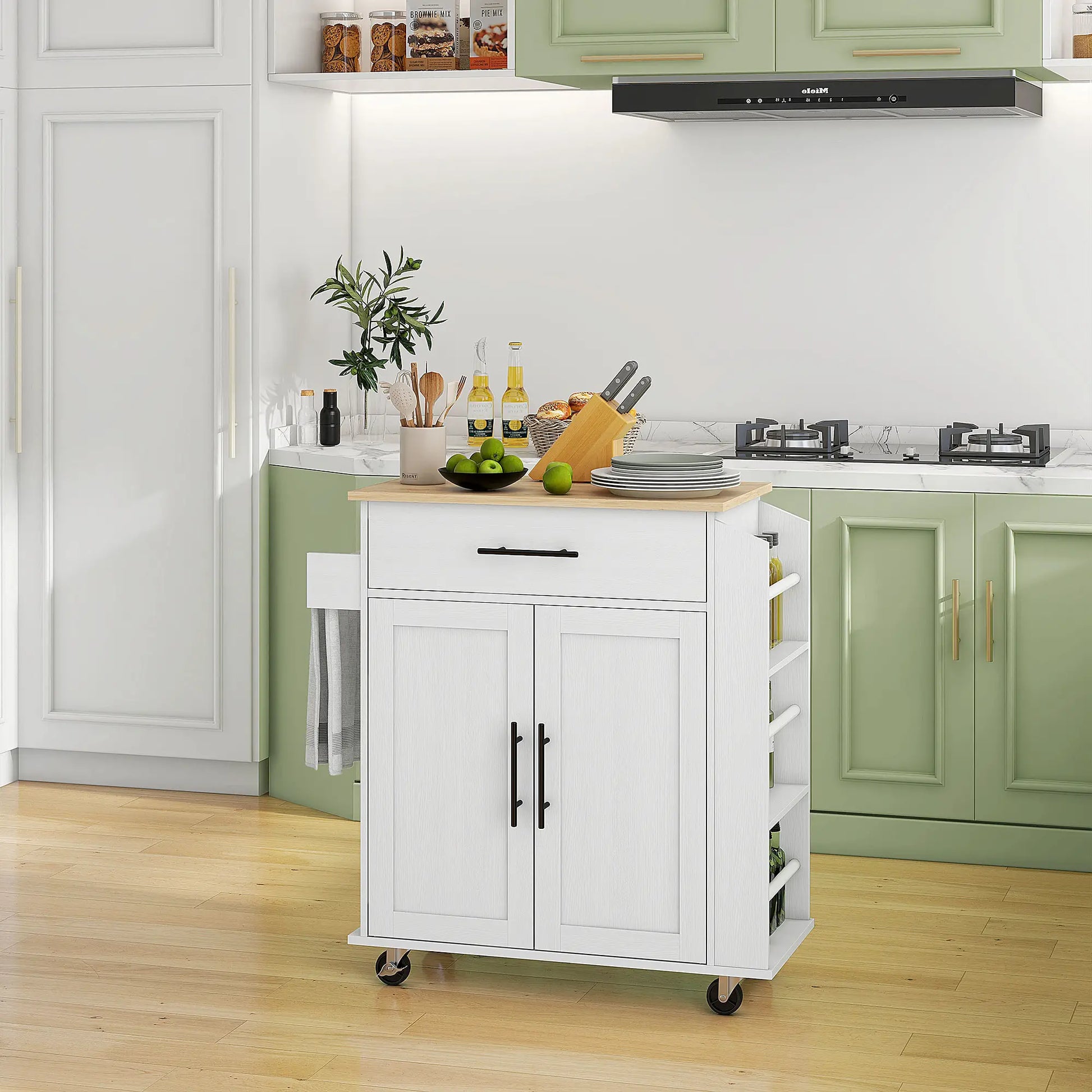 Rolling Kitchen Island with Wheels, Power Outlets, Drawer, Doors Kitchen Islands & Kitchen Carts at Gallery Canada