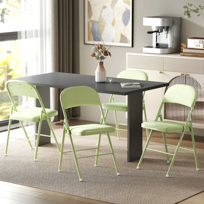 4 Pack Folding Chairs, Padded Velvet Seats, Steel Frame, Green Patio Chairs at Gallery Canada