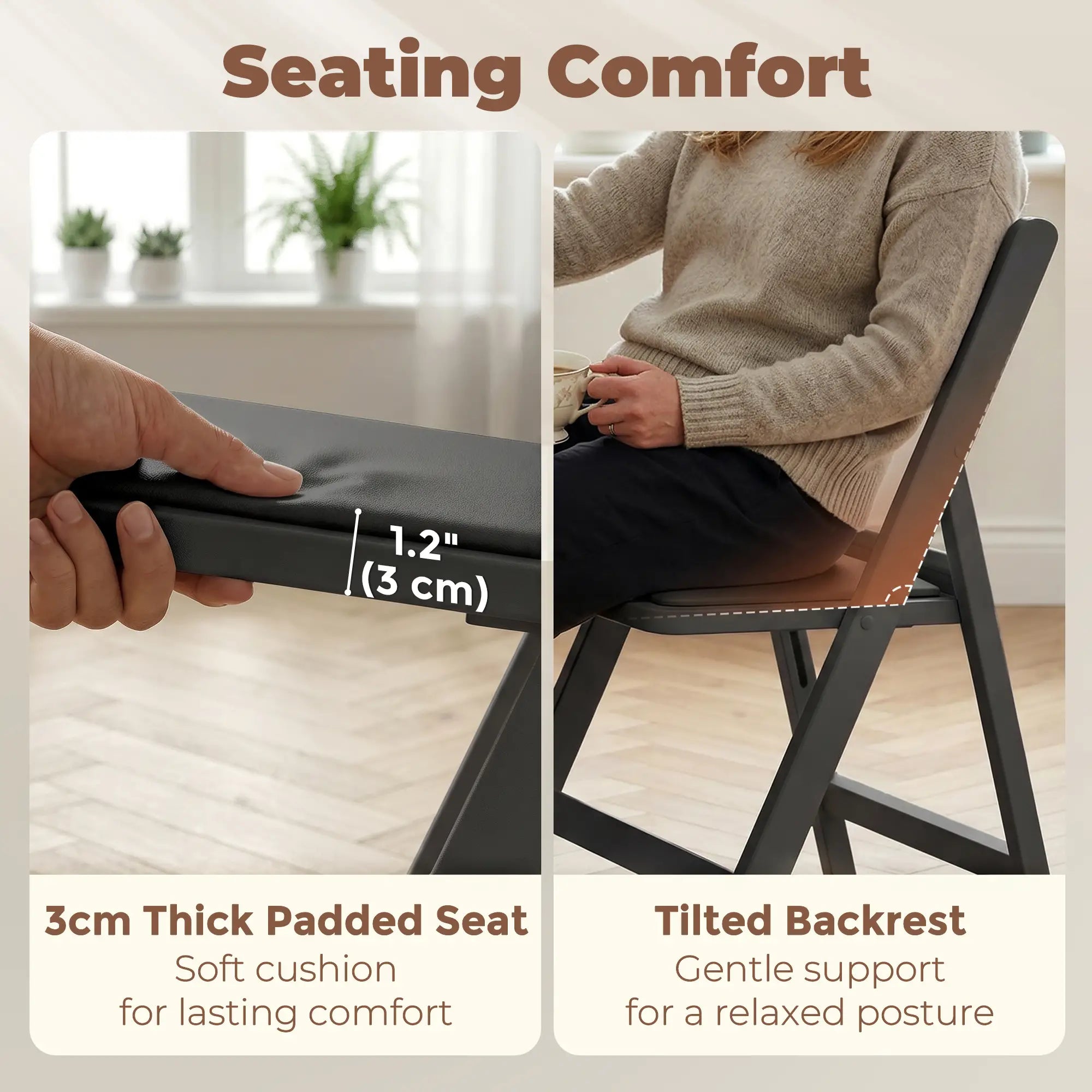 4 Pack Folding Chairs, Foldable Resin Chair with Padded Seat, Portable Indoor Outdoor Seat for Office Events Dining Dining Chairs at Gallery Canada