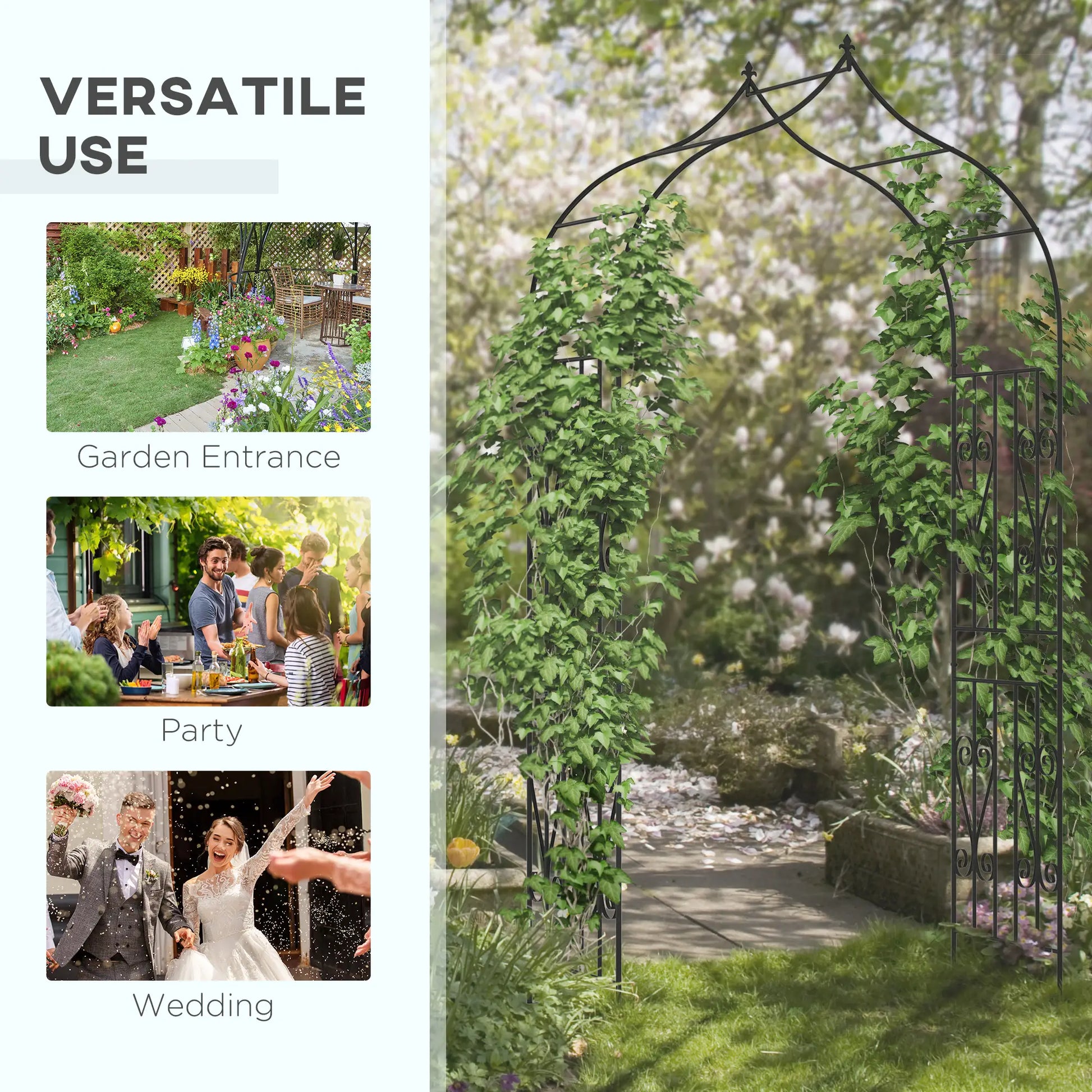 8.7FT Garden Arch Trellis, Outdoor Wedding Arbor, Scrollwork Design Garden Arches at Gallery Canada