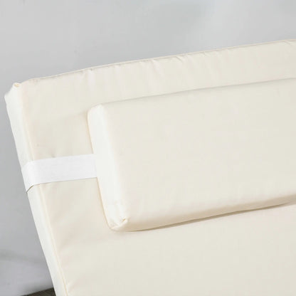 Outdoor Lounger, 5-Level Adjustable Back, Headrest, Cream White Chaise Loungers at Gallery Canada