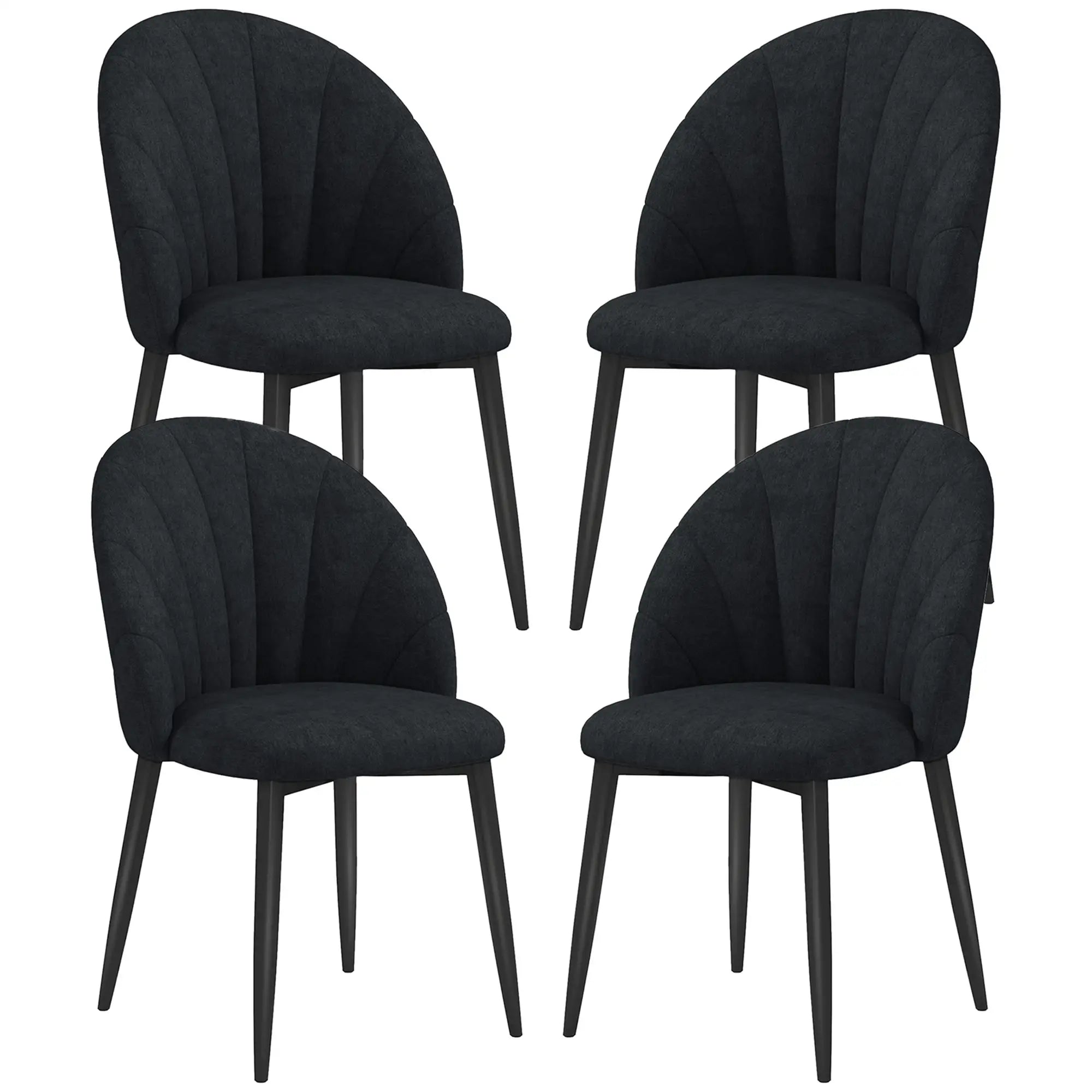 Modern Dining Chairs Set of 4, Upholstered, Metal Legs, Black Dining Chairs Black at Gallery Canada