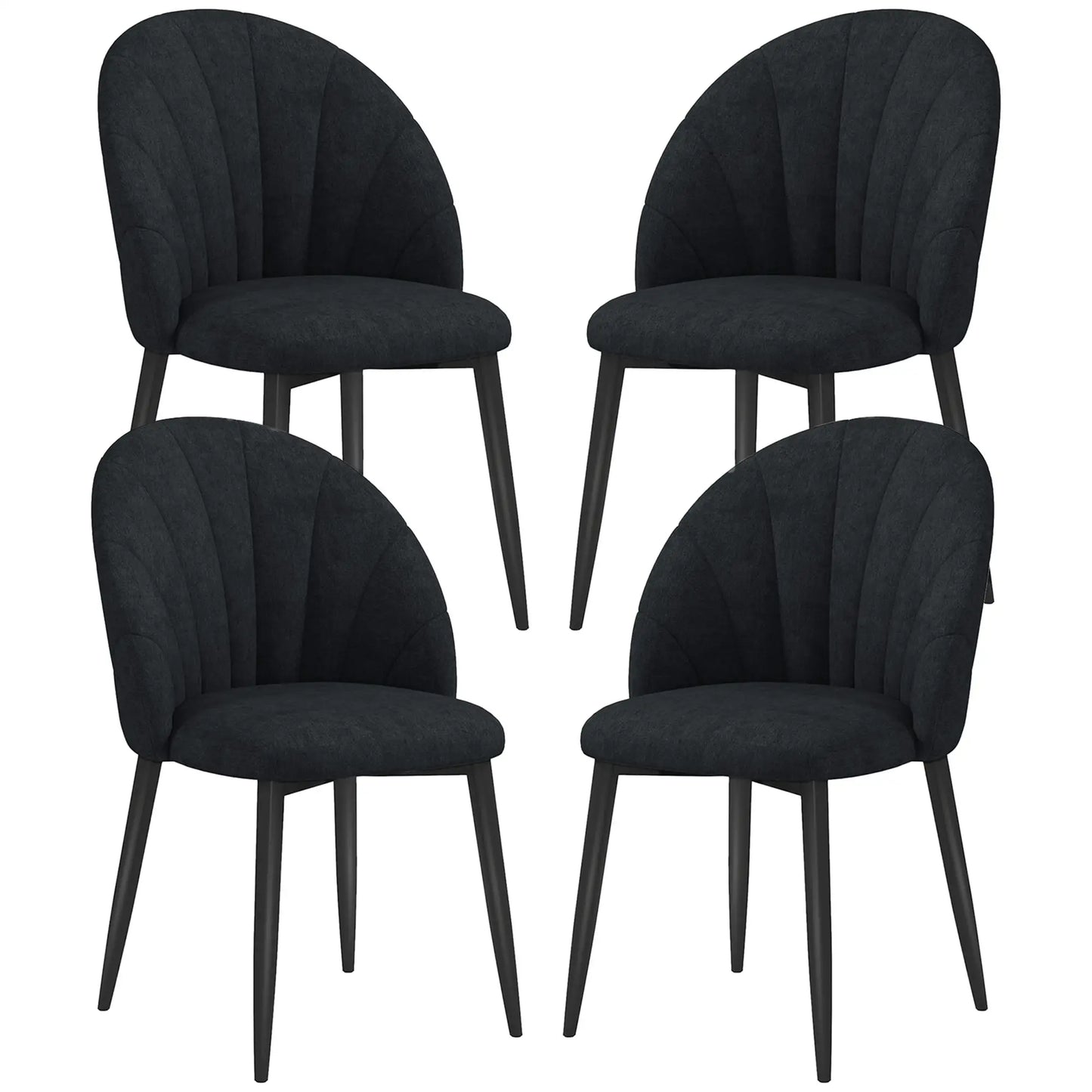 Modern Dining Chairs Set of 4, Upholstered, Metal Legs, Black Dining Chairs Black at Gallery Canada