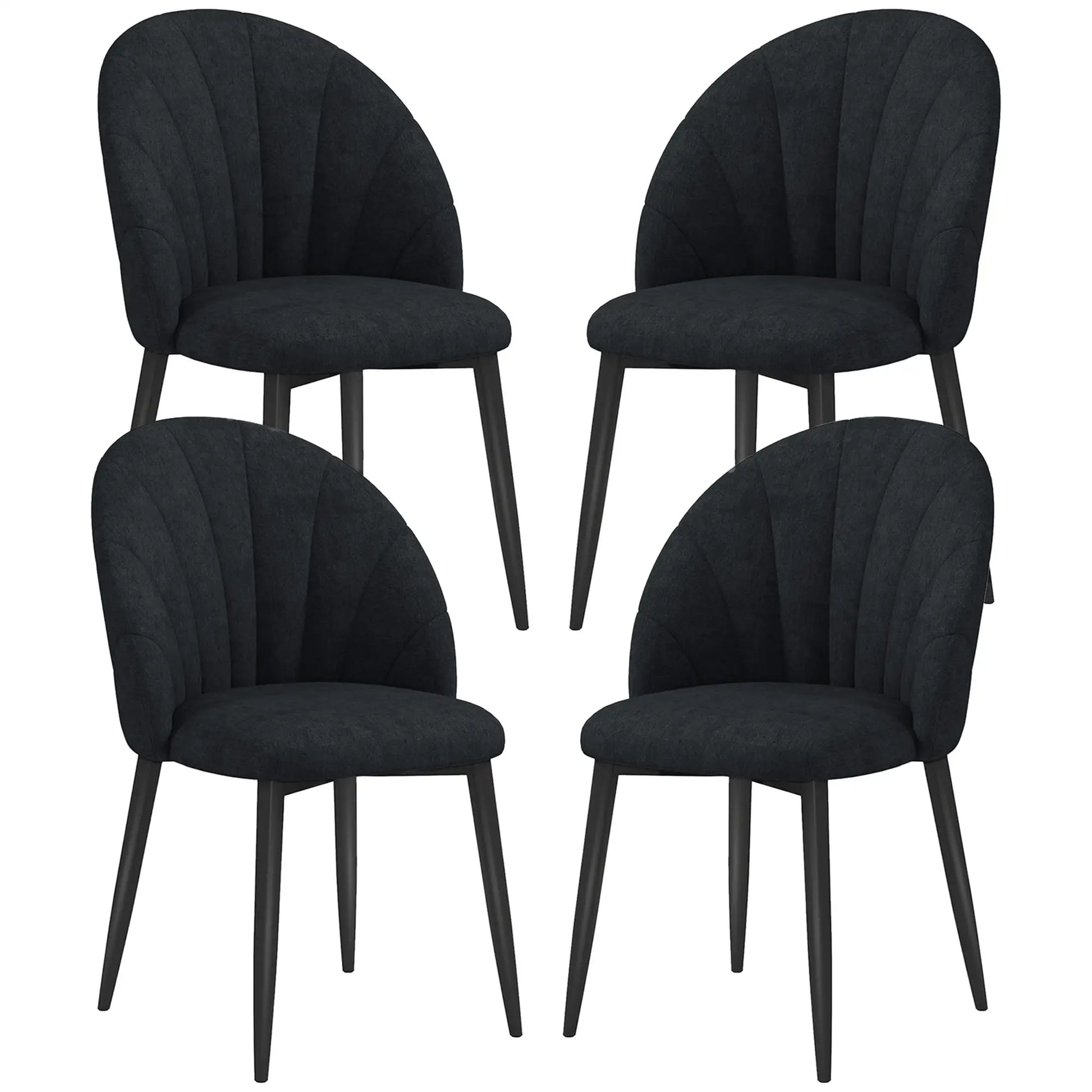Modern Dining Chairs Set of 4, Upholstered, Metal Legs, Black Dining Chairs Black at Gallery Canada