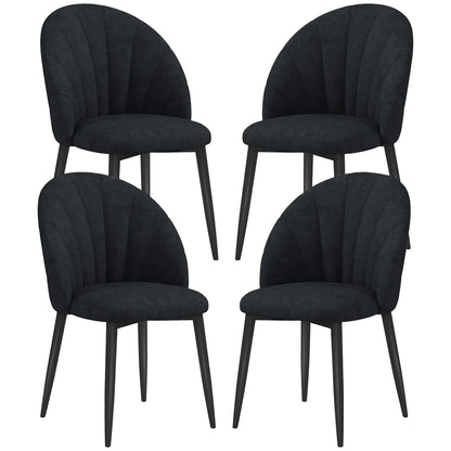 Modern Dining Chairs Set of 4, Upholstered, Metal Legs, Black Dining Chairs Black at Gallery Canada