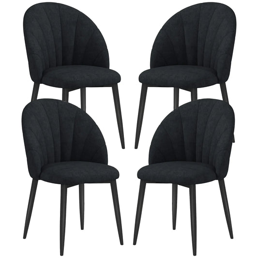 Modern Dining Chairs Set of 4, Upholstered, Metal Legs, Black Dining Chairs Black at Gallery Canada