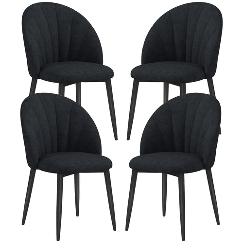 Modern Dining Chairs Set of 4, Upholstered, Metal Legs, Black