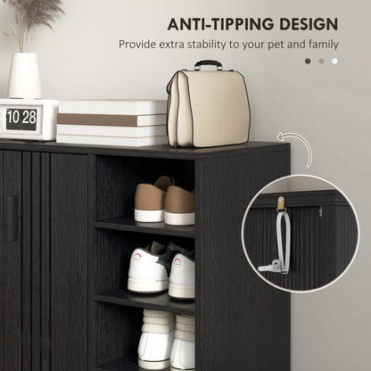 Double Door Shoe Storage, Open Shelves, 17 Pair Organizer, Black Shoe Storage Cabinets & Racks at Gallery Canada