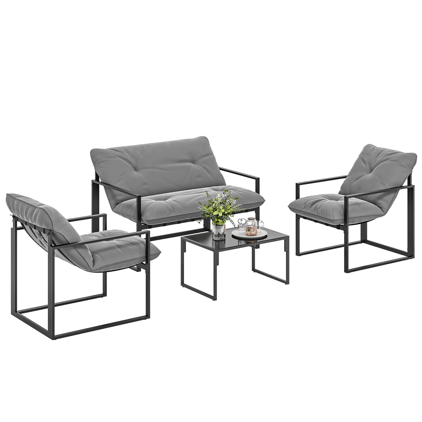 4 Piece Outdoor Furniture Set, Patio Conversation Set, Light Grey Patio Furniture Sets at Gallery Canada