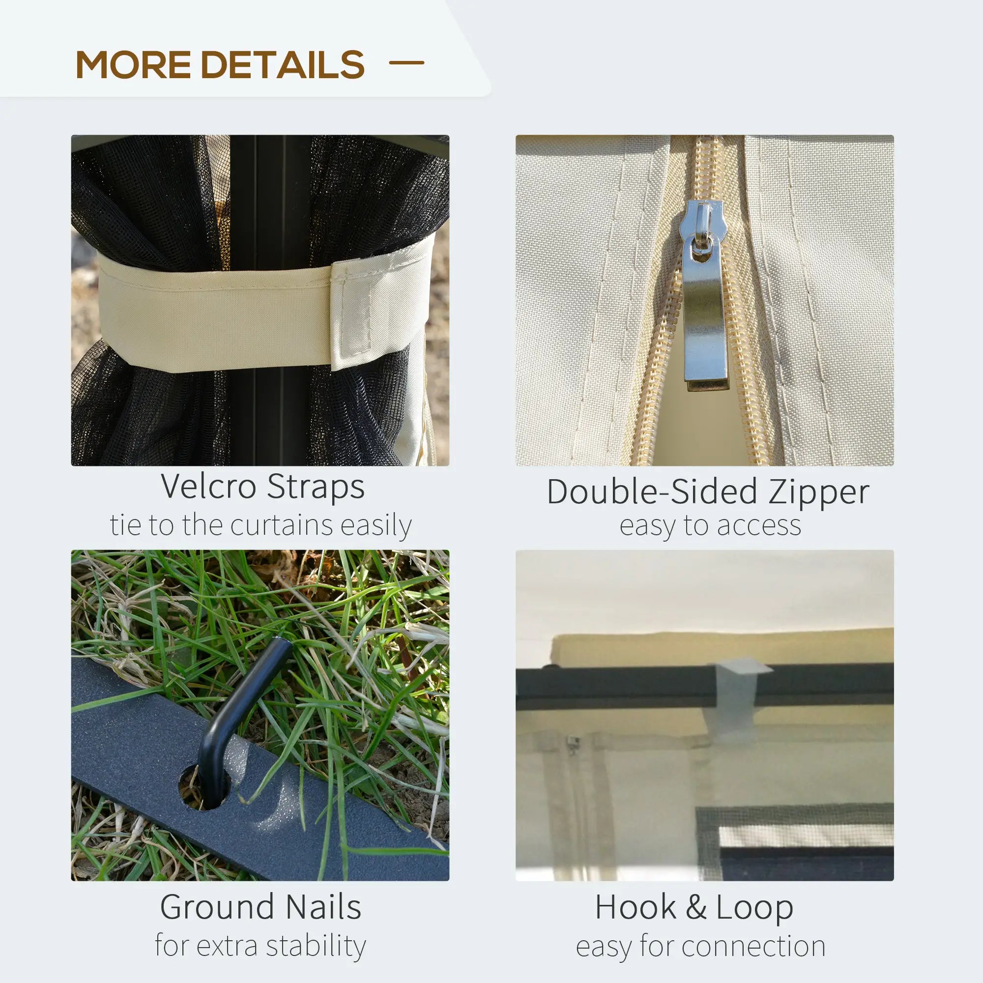 10'x10' Soft-Top Gazebo, Double Tier Roof, Mesh Curtains, Beige Gazebos at Gallery Canada